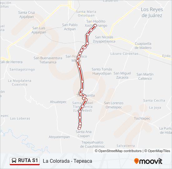 Mapa de RUTA S1 de autobús