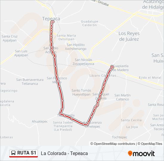 Mapa de RUTA S1 de autobús