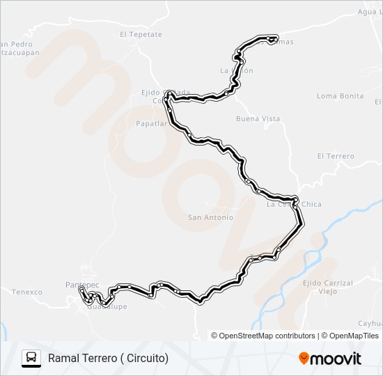 Mapa de RUTA PANTEPEC de autobús