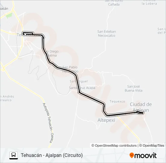 RUTA TEHUACÁN Bus Line Map
