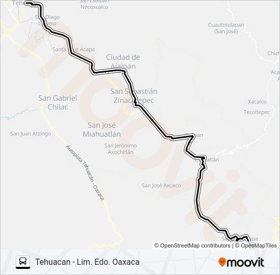 Mapa de RUTA TEHUACÁN de autobús