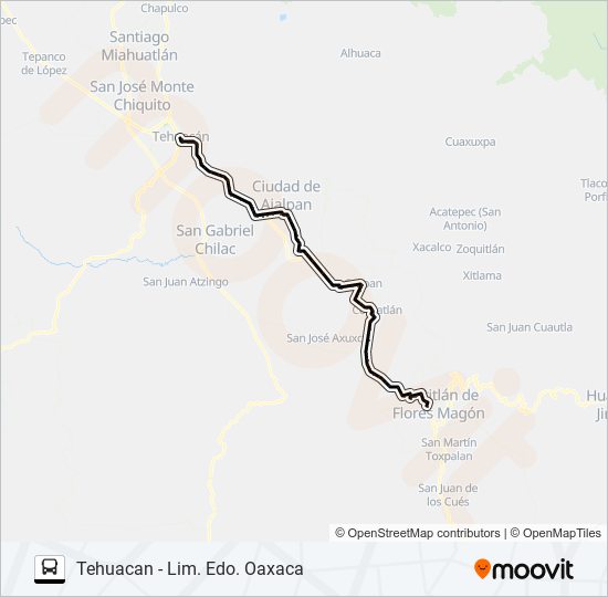 Mapa de RUTA TEHUACÁN de autobús