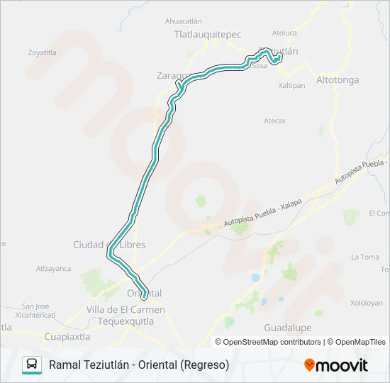 RUTA TEZIUTLÁN Bus Line Map