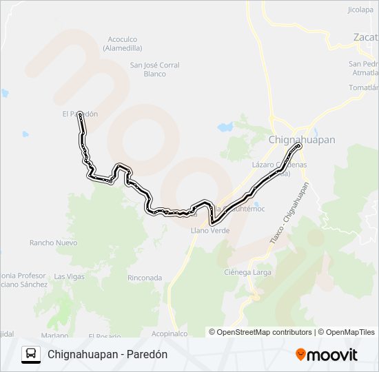 Mapa de RUTA CHIG. PAREDÓN de autobús