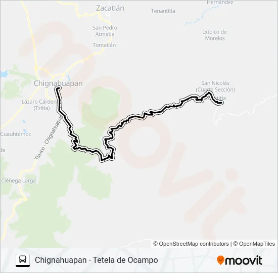 RUTA CHIG. - TETELA Bus Line Map