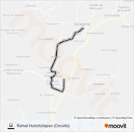 Mapa de RUTA SN. M. TENEXTATILOYAN de autobús