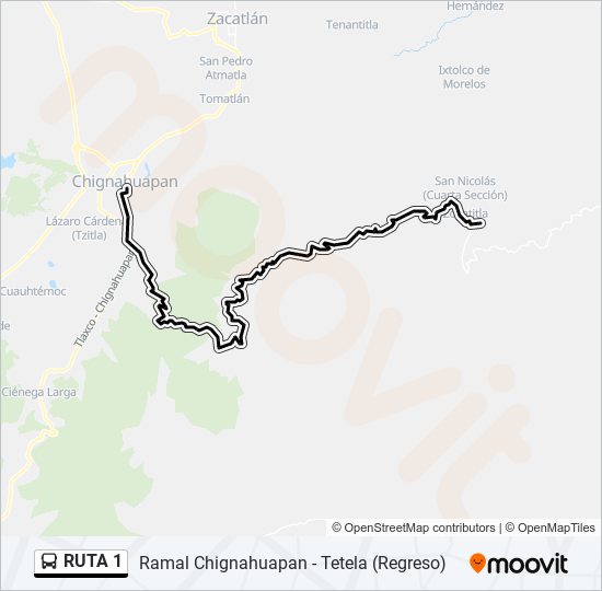 Mapa de RUTA 1 de autobús