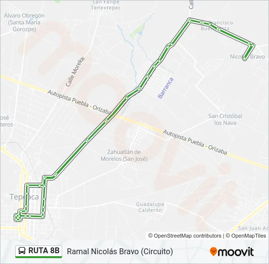 RUTA 8B Bus Line Map