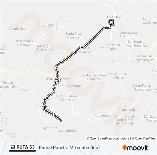 Mapa de RUTA S3 de autobús