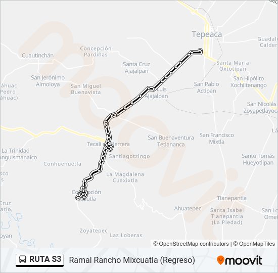 Mapa de RUTA S3 de autobús