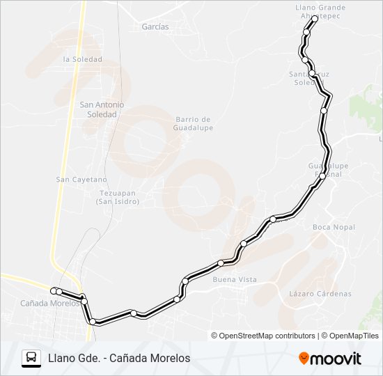 Mapa de RUTA LLANO GDE. de autobús
