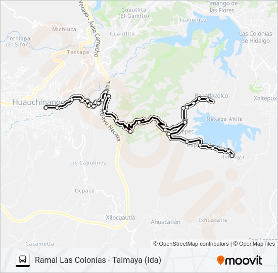 Mapa de RUTA LAS COLONIAS de autobús