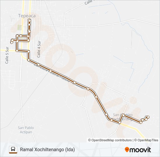 Mapa de RUTA XOCHILTENANGO de autobús