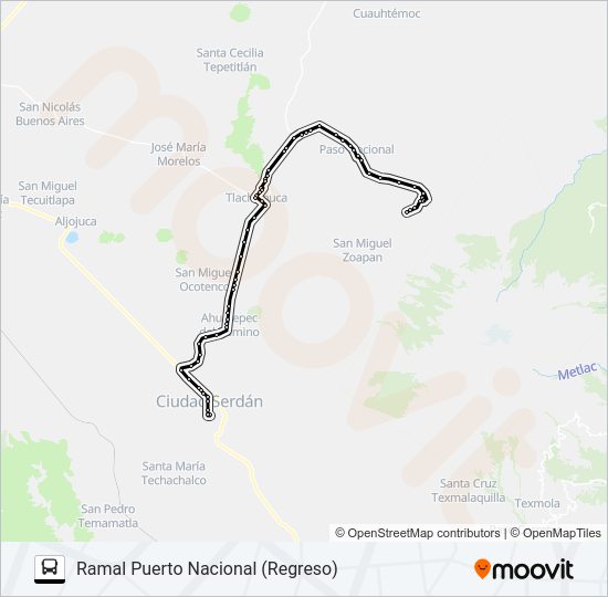 Mapa de RUTA PUERTO NACIONAL de autobús