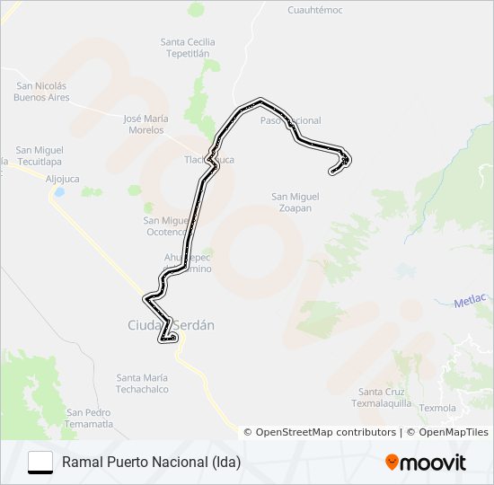 Mapa de RUTA PUERTO NACIONAL de autobús