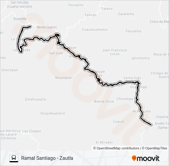 RUTA TETELA - S. ZAUTLA Bus Line Map