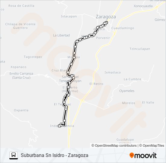 Mapa de RUTA SUBURBANA SN ISIDRO de autobús