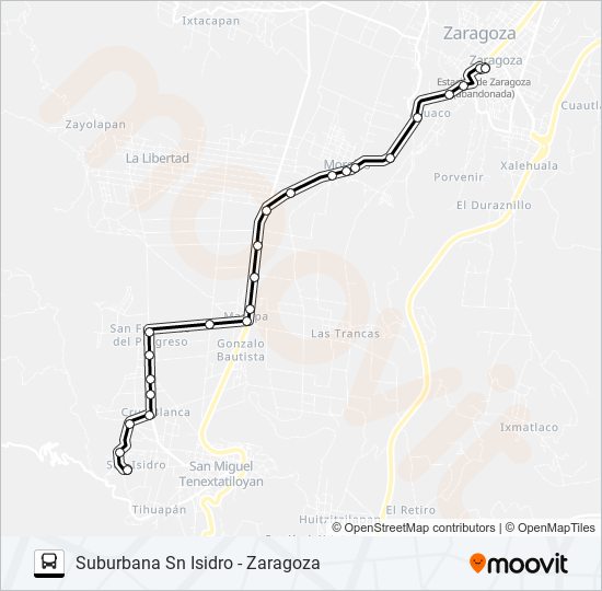 Mapa de RUTA SUBURBANA SN ISIDRO de autobús