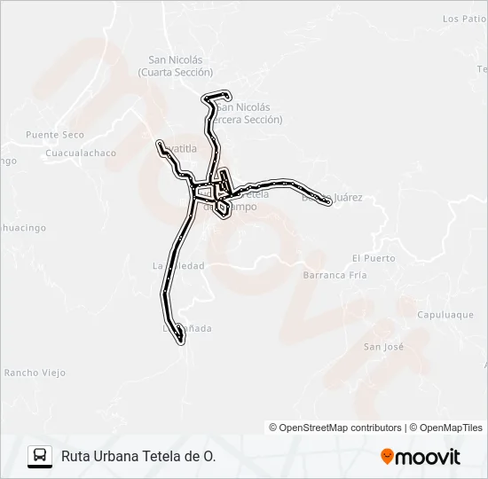 RUTA URBANA TETELA DE O. Bus Line Map
