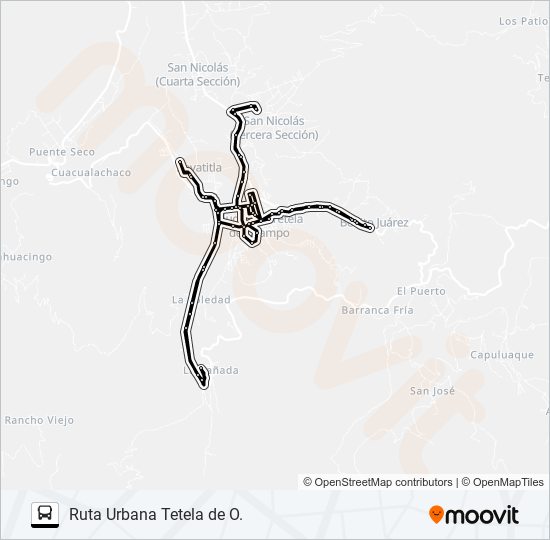 Mapa de RUTA URBANA TETELA DE O. de autobús