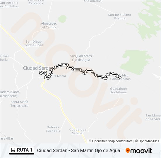 Mapa de RUTA 1 de autobús
