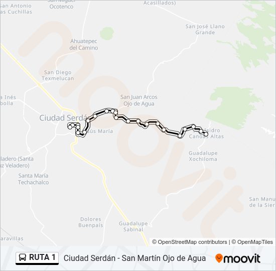 Mapa de RUTA 1 de autobús