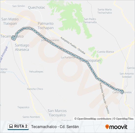 Mapa de RUTA 2 de autobús