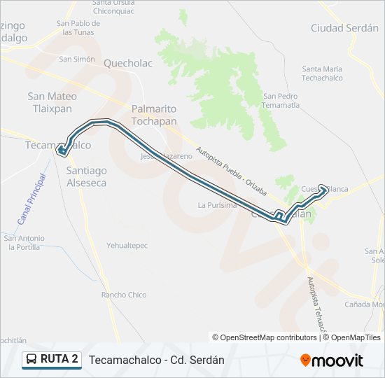 Mapa de RUTA 2 de autobús
