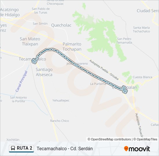 Mapa de RUTA 2 de autobús