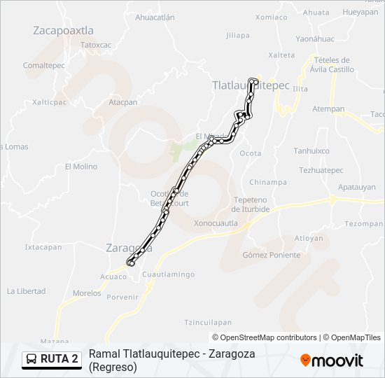 Mapa de RUTA 2 de autobús