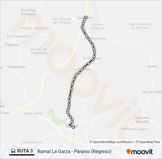 Mapa de RUTA 3 de autobús