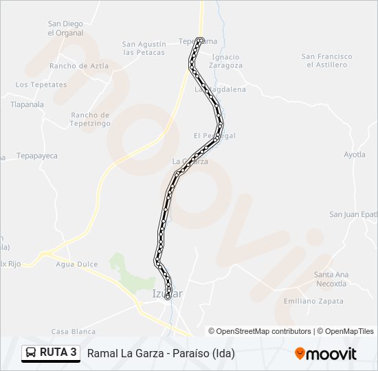 Mapa de RUTA 3 de autobús
