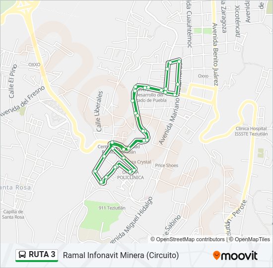 Mapa de RUTA 3 de autobús