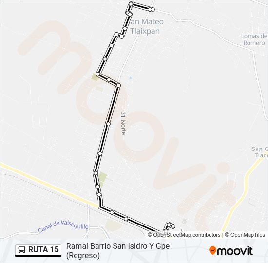 Mapa de RUTA 15 de autobús
