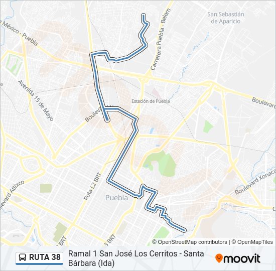 Mapa de RUTA 38 de autobús