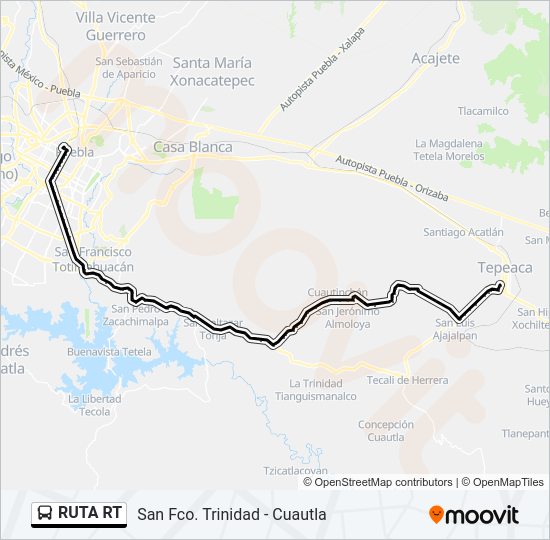 Mapa de RUTA RT de autobús