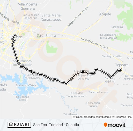 Mapa de RUTA RT de autobús