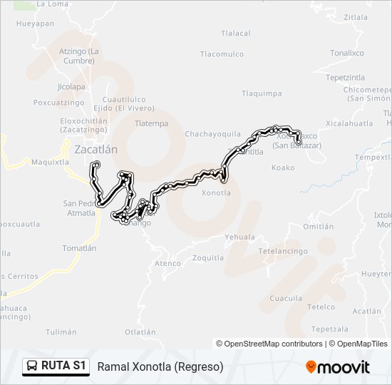 Mapa de RUTA S1 de autobús