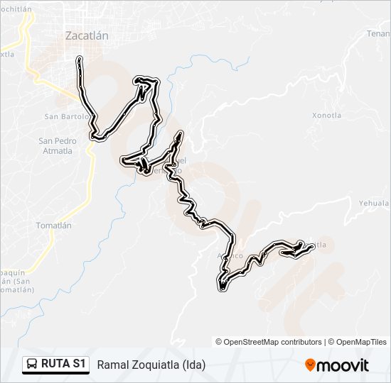 Mapa de RUTA S1 de autobús