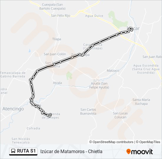 Mapa de RUTA S1 de autobús