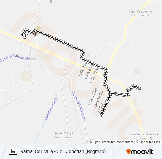 Mapa de RUTA 100 de autobús