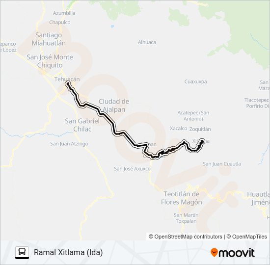 Mapa de RUTA TEHUACÁN de autobús