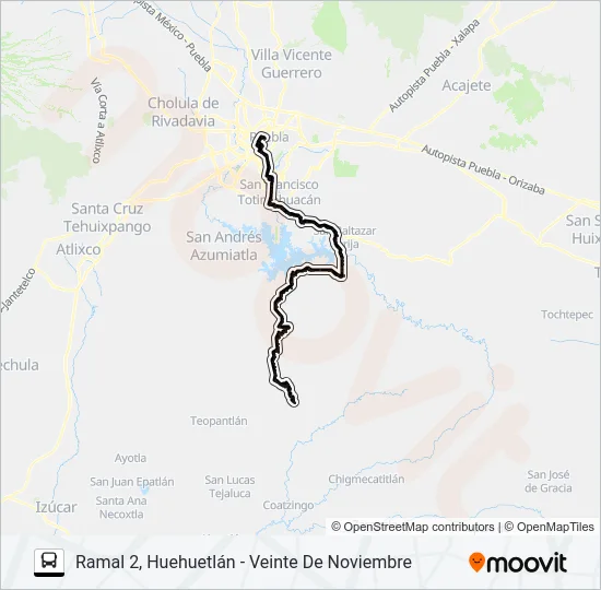 RUTA  CUAUTINCHÁN Bus Line Map