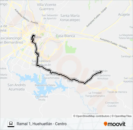RUTA  CUAUTINCHÁN Bus Line Map