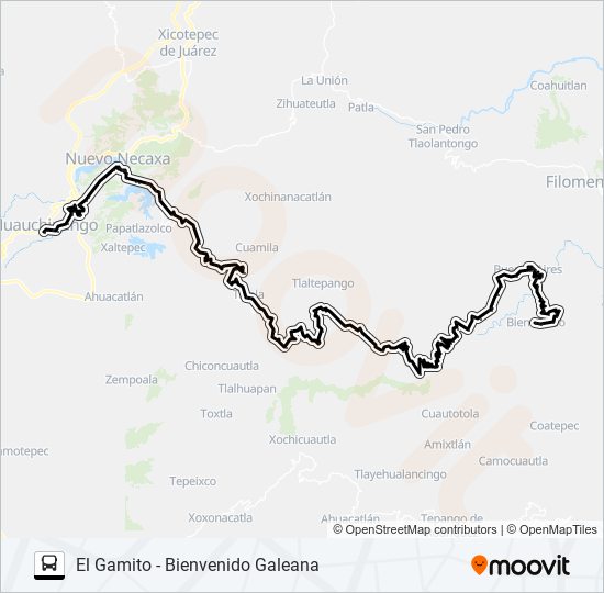 RUTA HUAUCHINANGO bus Line Map