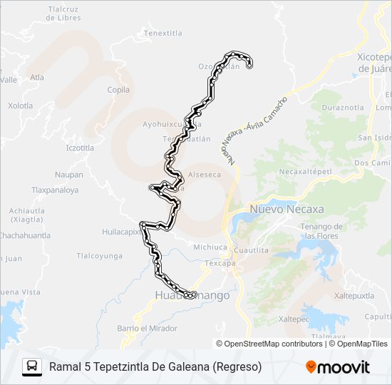 Mapa de RUTA HUILACAPIXTLA de autobús