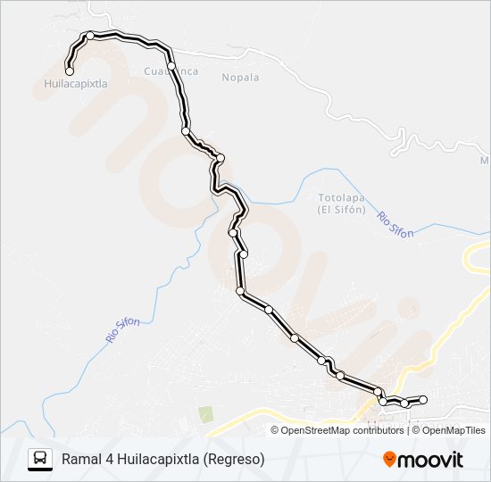 Mapa de RUTA HUILACAPIXTLA de autobús