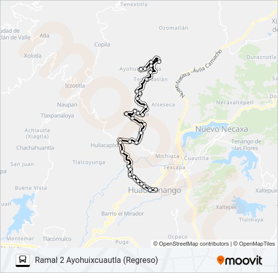 Mapa de RUTA HUILACAPIXTLA de autobús