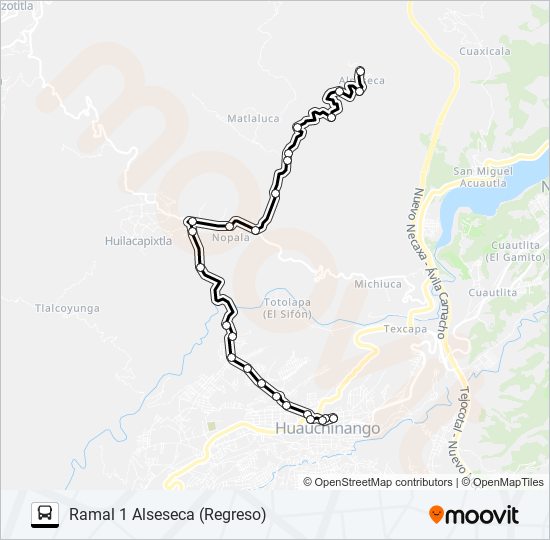 Mapa de RUTA HUILACAPIXTLA de autobús