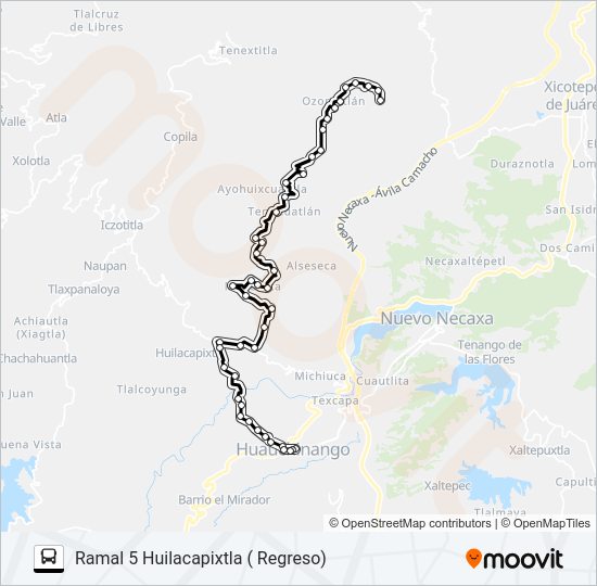 Mapa de RUTA HUILACAPIXTLA de autobús